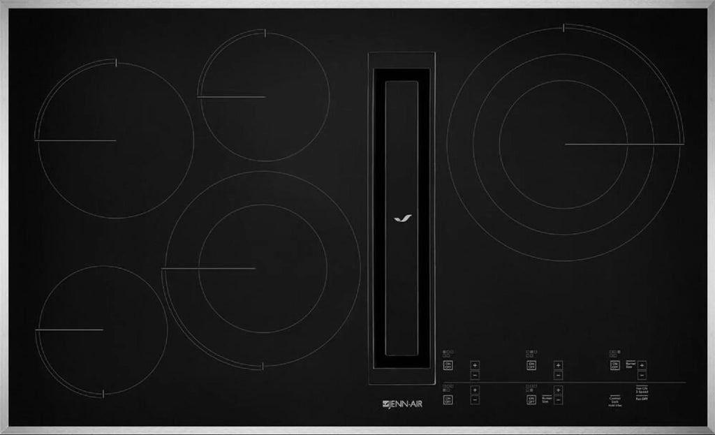 JennAir JED4536GS 36 Inch Electric Cooktop with 5 Elements: Stainless Steel, Digital Control. With a Downdraft System