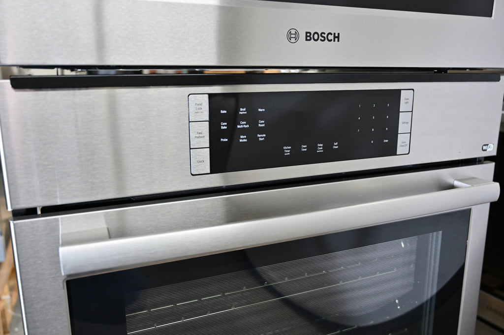 Bosch 800 Series HBL87M53UC 30 Inch Double Combination Smart Electric Wall Oven with 6.2 cu. ft. Total Capacity, Home Connect™, 10 Auto Sensor Cooking Programs, and Self-Clean: Stainless Steel