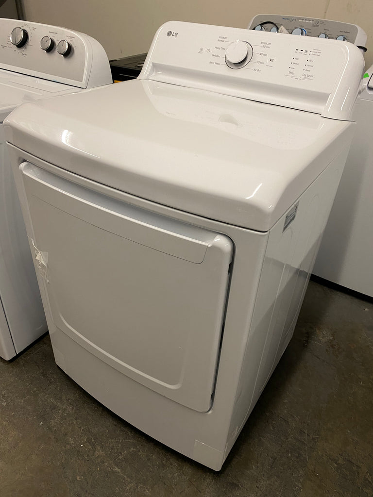 LG DLE6100W 27 Inch Electric Dryer with 7.3 Cu. Ft. Capacity, 5 Dryer Programs, Sensor Dry, Dial-A Cycle™ Knob, and FlowSense™ Duct Clogging Indicator
