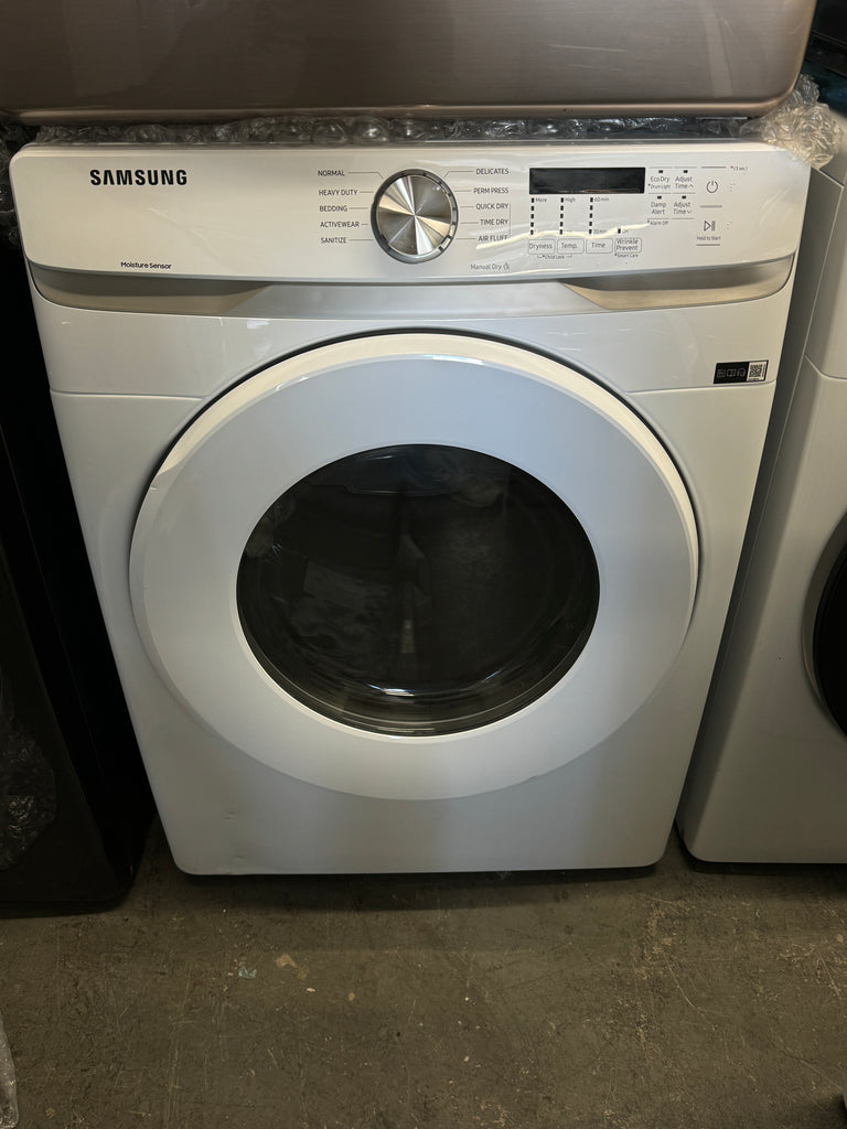 Samsung DVE45T6000W 27 Inch Electric Dryer with 7.5 Cu. Ft. Capacity, Smart Care, 10 Dryer Programs, Sensor Dry, Sanitize, Wrinkle Prevent, Eco Dry, and ADA Compliant