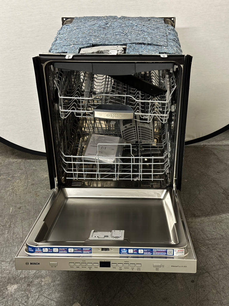 Bosch 500 DLX Series SHP865ZD5N 24 Inch Fully Integrated Built-In Dishwasher with 16 Place Settings, 5 Wash Cycles, 44 dBA Sound Level, Upper Rack, LED Time Display, Extra Dry Option, Load Size Sensor, Sanitize Option: Stainless Steel