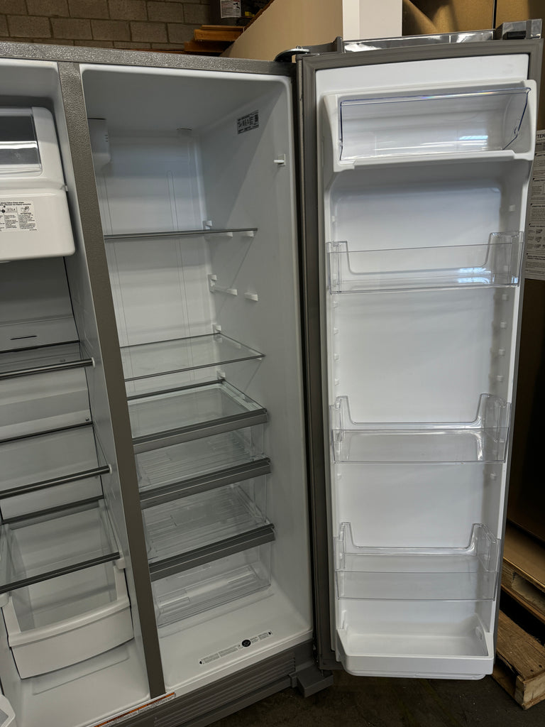 Whirlpool WRS325SDHZ 36 Inch Freestanding Side by Side Refrigerator with 24.55 Cu. Ft. Total Capacity, Can Caddy, Frameless Glass Shelves, External Ice/Water Dispenser, EveryDrop™ Water Filtration, and ADA Compliant: Fingerprint Resistant Stainless Steel