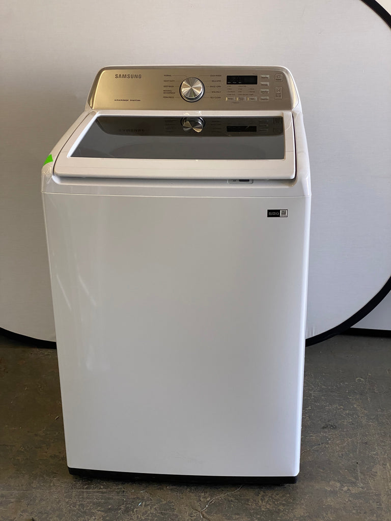 Samsung WA45T3400AW 27 Inch Top Load Washer with 4.5 Cu. Ft. Capacity, Active WaterJet, Vibration Reduction Technology+, Self Clean, Extra High Water Level, Smart Care, Soft-Close Lid, 10 Wash Cycles, and Quick Wash Cycle: White