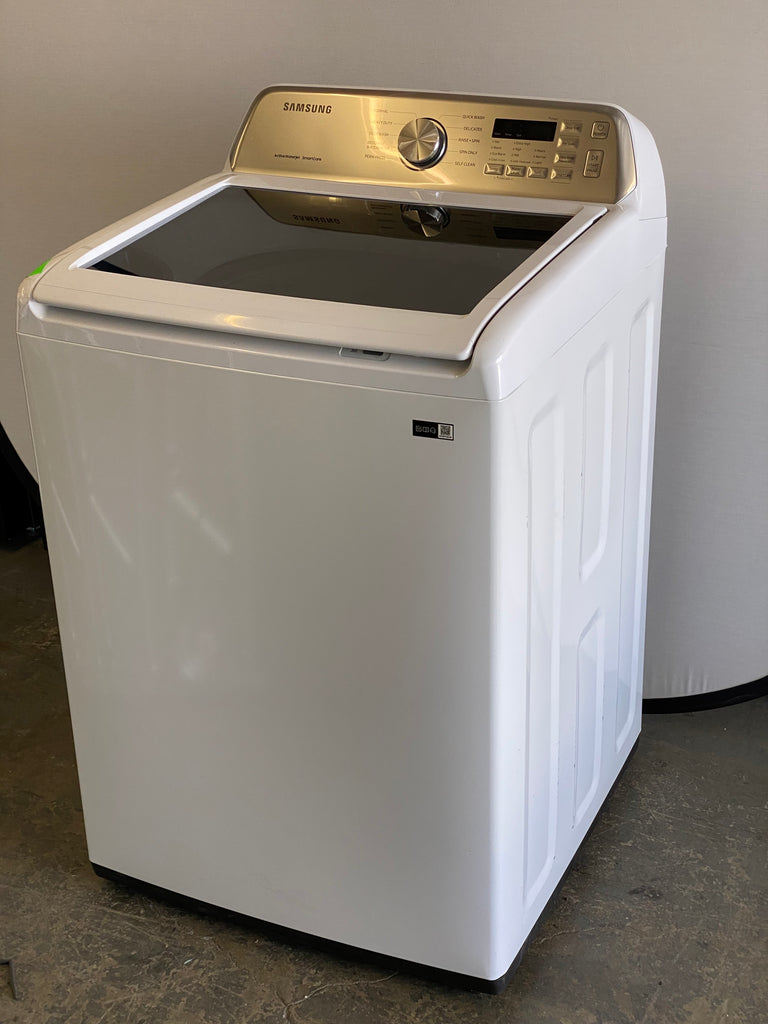 Samsung WA45T3400AW 27 Inch Top Load Washer with 4.5 Cu. Ft. Capacity, Active WaterJet, Vibration Reduction Technology+, Self Clean, Extra High Water Level, Smart Care, Soft-Close Lid, 10 Wash Cycles, and Quick Wash Cycle: White