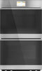 Cafe Modern Glass Collection CTD90DM2NS5 30 Inch Double Convection Smart Electric Wall Oven with 10 Cu. Ft. Total Oven Capacity, True European Convection Oven, Self-Clean, Steam Clean Option, Sabbath Mode, Proof Mode, Warm Mode: Silver