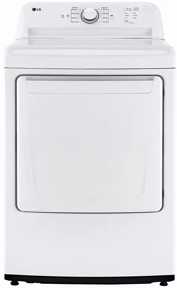 LG DLE6100W 27 Inch Electric Dryer with 7.3 Cu. Ft. Capacity, 5 Dryer Programs, Sensor Dry, Dial-A Cycle™ Knob, and FlowSense™ Duct Clogging Indicator