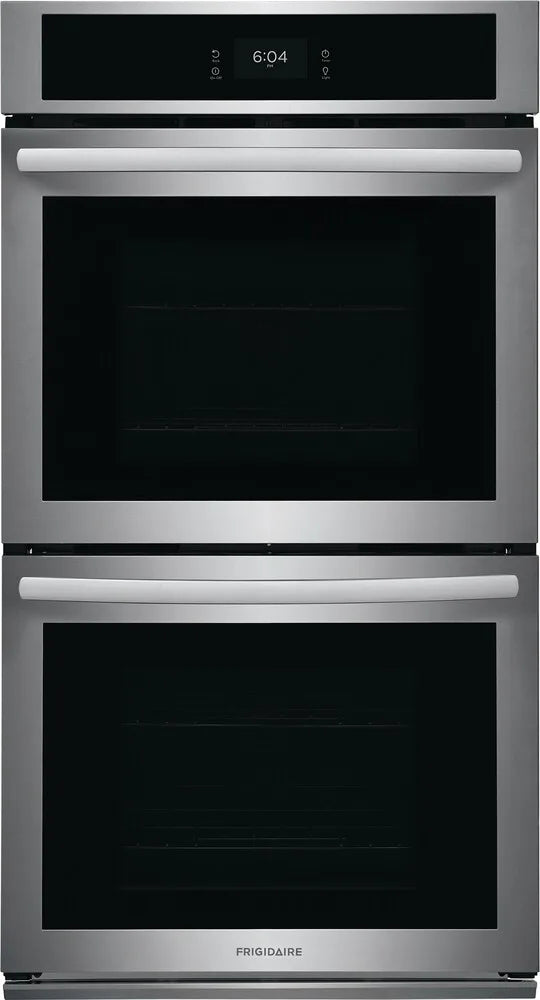 Frigidaire FCWD2727AS 27 Inch Double Convection Electric Wall Oven with 7.6 Cu. Ft. Capacity, Fan Convection, Self Clean, Keep Warm, Cook Time Setting, Quick Preheat, Delay Start, Convection Bake, Control Lock, Sabbath Mode: Stainless Steel