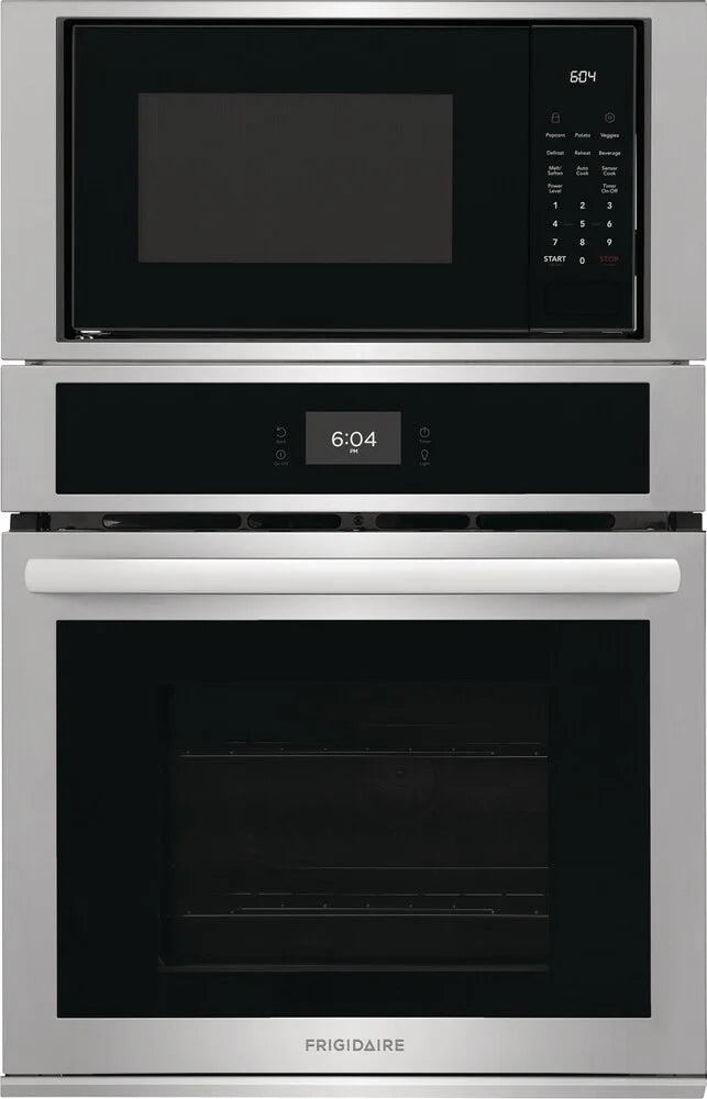 Frigidaire FCWM2727AS 27 Inch Combination Electric Wall Oven with 5.4 Cu. Ft. Total Capacity, Fan Convection, Self Clean, Sensor Cook, Microwave Cooking, Add 30 Seconds, Sabbath Mode, and Star-K Certified: Stainless Steel