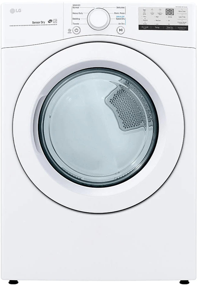 LG DLG3401W 27 Inch Gas Dryer with 7.4 Cu. Ft. Capacity, 8 Dryer Programs, Sensor Dry, FlowSense™ Indicator, Dial-A-Cycle™, LoDecibel™ Operation, SmartDiagnosis™, and Energy Star Certified: White