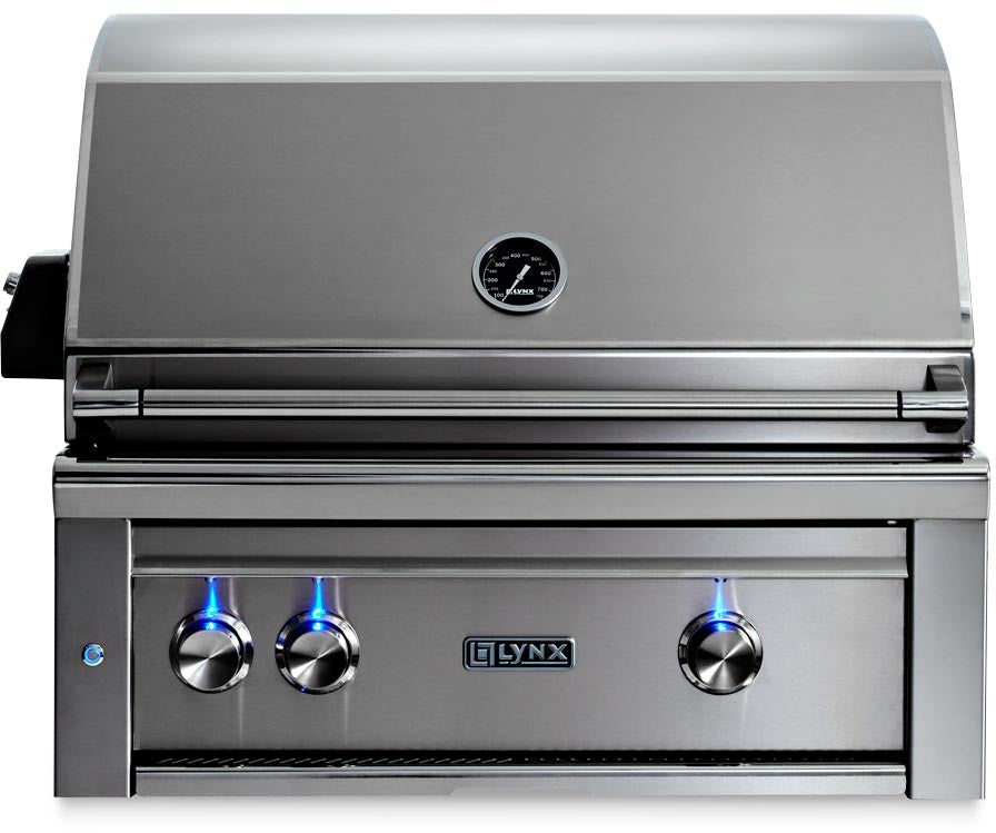 Lynx Professional Grill Series L30TRNG 30 Inch Built-In Grill with 840 sq. in. Cooking Surface 2 Trident™ Burners Dual Position Rotisserie Halogen Lighting Illuminated Controls: Natural Gas