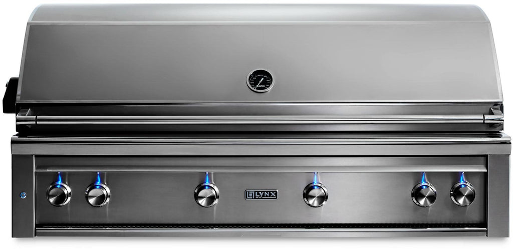 Lynx Professional Grill Series L54TRNG 54 Inch Built-In Grill with 1555 sq. in. Cooking Surface, 1 Trident™ Burner, 2 Ceramic Burners, Dual Position Rotisserie, Halogen Lighting and Illuminated Controls: Natural Gas
