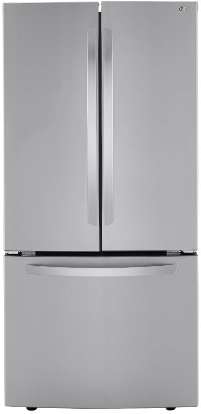 LG LRFCS25D3S 33 Inch 3-Door French Door Refrigerator with 25.1 Cu. Ft. Capacity, Spill Protector™ Glass Shelves, Door Cooling+, Print Proof, Multi-Air Flow System, Sabbath Mode, Smart Diagnosis, Ice Maker, UL Listed: Stainless Steel