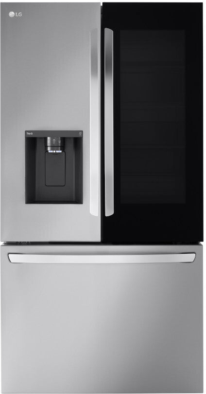 LG LRFOC2606S 36 Inch Counter-Depth MAX™ Smart French Door Refrigerator with Extra Large 26 cu. ft. Total Capacity, WiFi, Edge-to-Edge InstaView® Design, Dual Ice Makers, Door Cooling+, Cool Guard Interior, Sabbath Mode, and ENERGY STAR® Certified