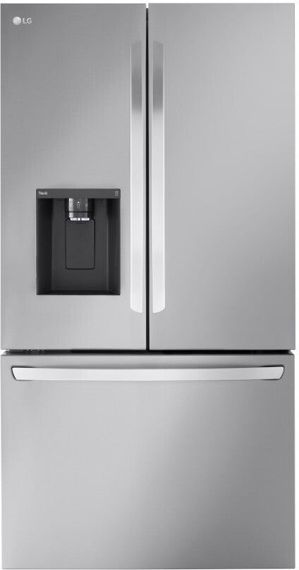 LG LRFXC2606S 36 Inch Counter-Depth MAX™ Smart French Door Refrigerator with 26 cu.ft. Capacity, WiFi Enabled, ThinQ Technology, Dual Ice Maker, Slim SpacePlus® Ice System, Door Cooling+, Flat Door Design, Smart Inverter, Sabbath Mode: Stainless Steel