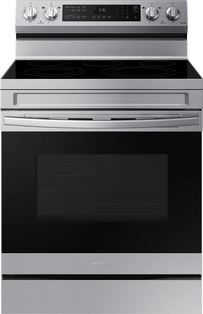 Samsung NE63A6511SS 30 Inch Freestanding Electric Smart Range with 5 Smoothtop Elements, 6.3 Cu. Ft. Capacity, Storage Drawer, Convection, No-Preheat Air Fry, Self+Steam Clean, Wi-Fi, Rapid Boil, and Star-K Certified: Fingerprint Resistant Stainless Steel