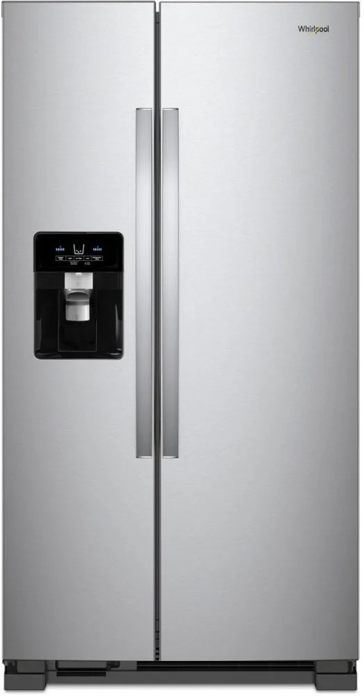 Whirlpool WRS325SDHZ 36 Inch Freestanding Side by Side Refrigerator with 24.55 Cu. Ft. Total Capacity, Can Caddy, Frameless Glass Shelves, External Ice/Water Dispenser, EveryDrop™ Water Filtration, and ADA Compliant: Fingerprint Resistant Stainless Steel