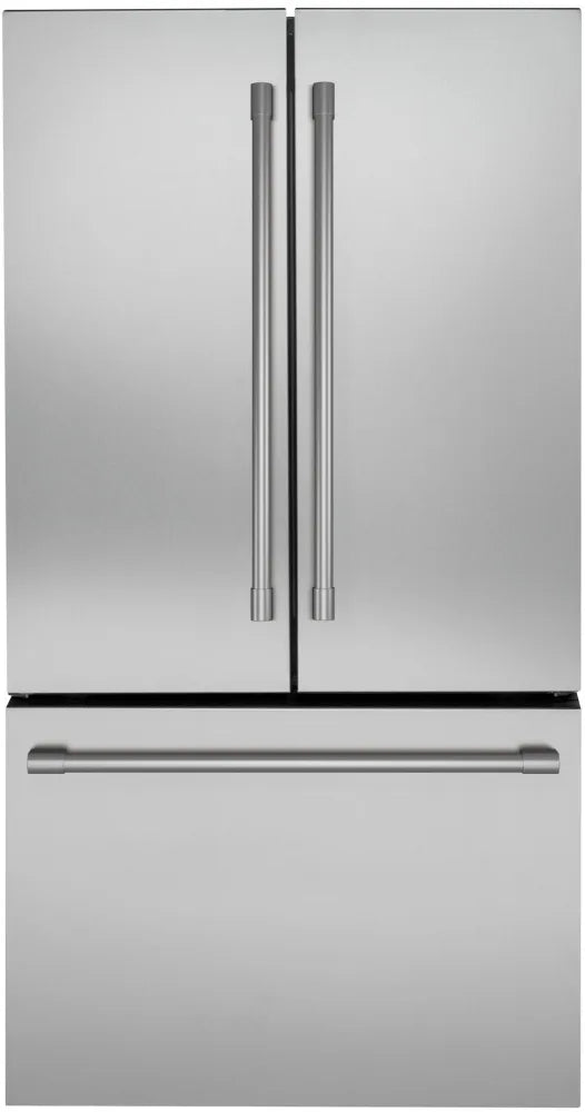 Monogram ZWE23NSTSS 36 Inch Freestanding Counter-Depth French Door Smart Refrigerator with 23.1 Cu. Ft. Total Capacity, Water Dispenser, Ice Maker, LED Lighting, Temperature-Controlled Drawer, Drop-Down Tray, and ENERGY STAR® Qualified