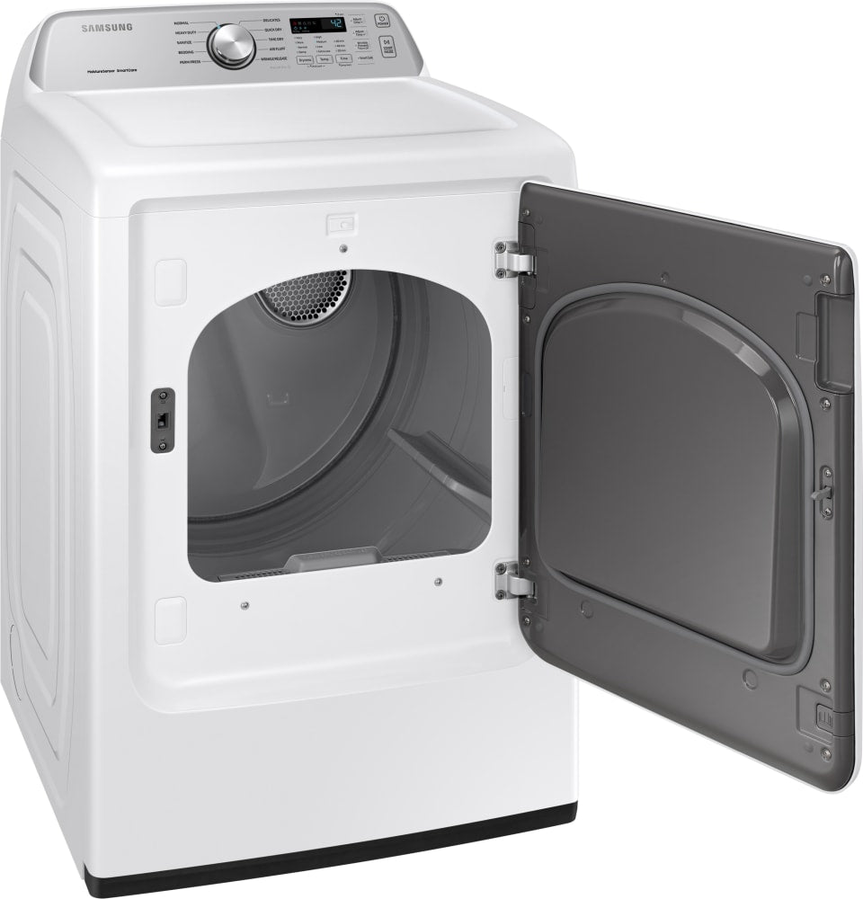 Samsung DVE45T3400W 27 Inch Electric Dryer with 7.4 cu. ft. Capacity, Smart Care, 10 Cycles, 7 Options, Sensor Dry, Wrinkle Prevent, and Filter Check Indicator: White