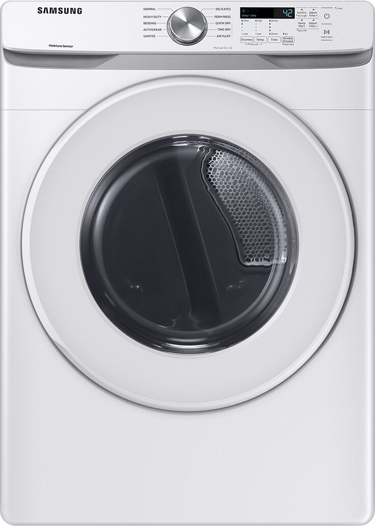 Samsung DVE45T6000W 27 Inch Electric Dryer with 7.5 Cu. Ft. Capacity, Smart Care, 10 Dryer Programs, Sensor Dry, Sanitize, Wrinkle Prevent, Eco Dry, and ADA Compliant